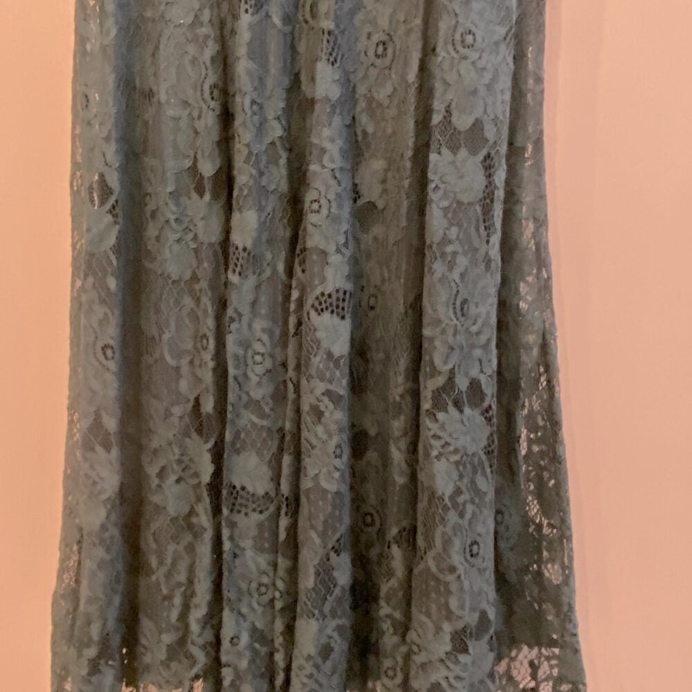 LULU'S Forest Green Spaghetti Strap Vneck Maxi Prom Dress Size Large - Picture 7 of 8